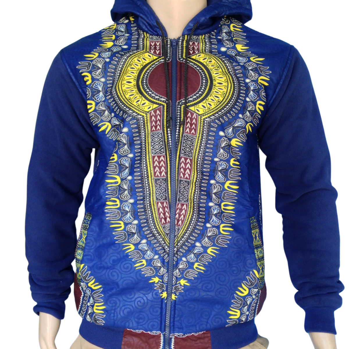 Hoodie Fleece Dashiki Blue