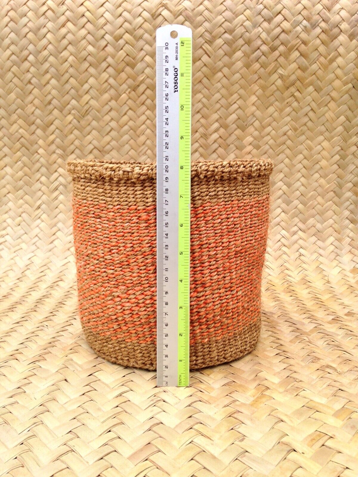 African Kiondo Basket Woven Sisal Storage Planter Kenyan Made Size 8 in /20.3 cm