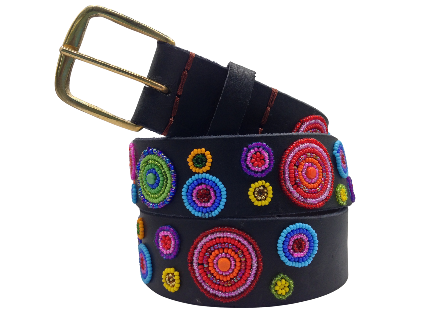 Handcrafted Maasai Belt - Rainbow Circles