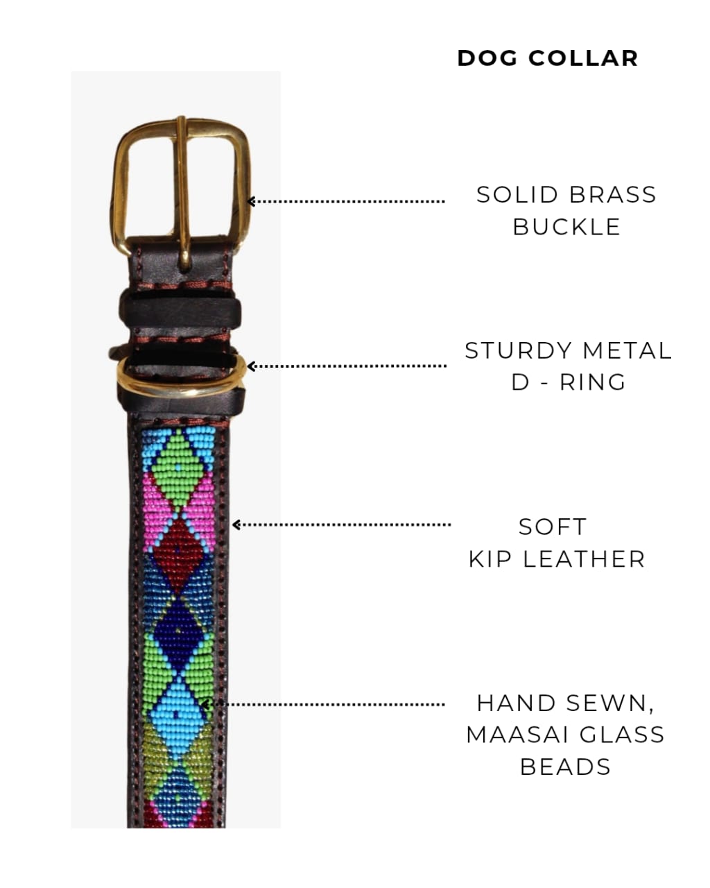 Handcrafted Maasai Dog Collar - Pink Blue Geometric