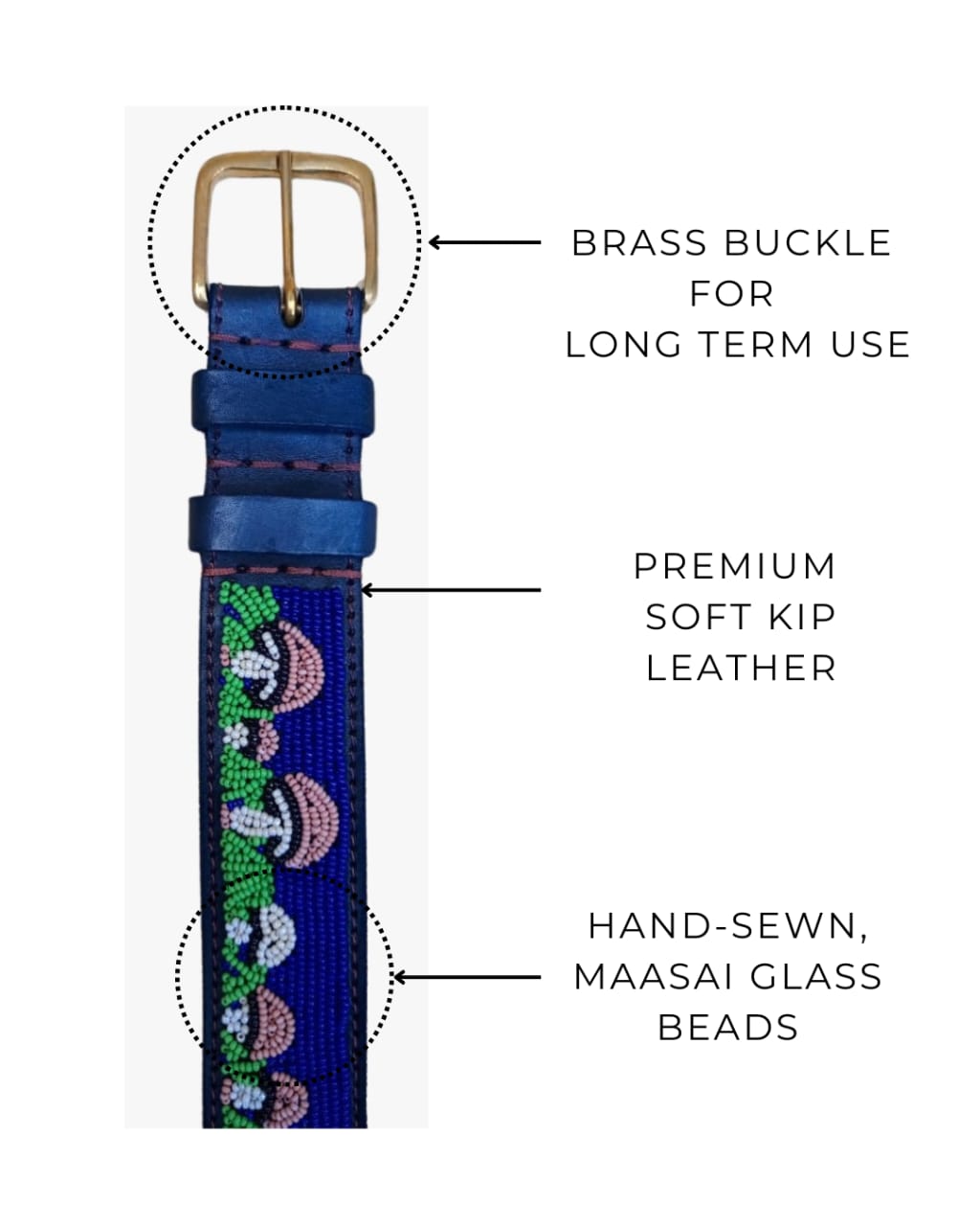 Handcrafted Maasai Belt - Mushrooms