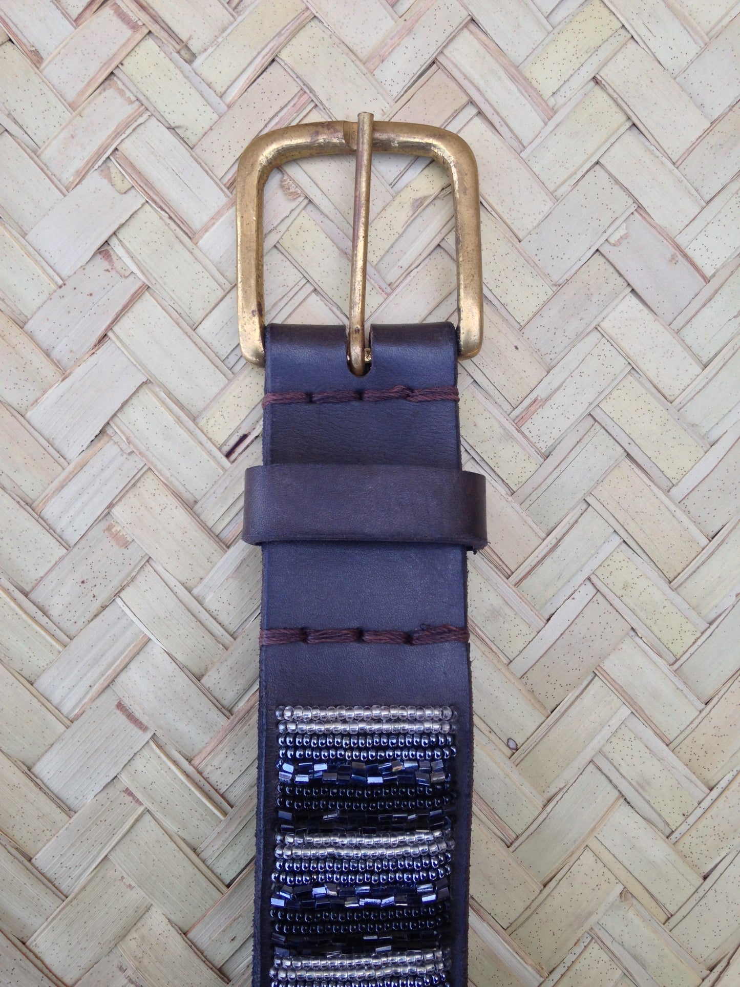 Handcrafted Maasai Belt - Neutral Colored Stripes