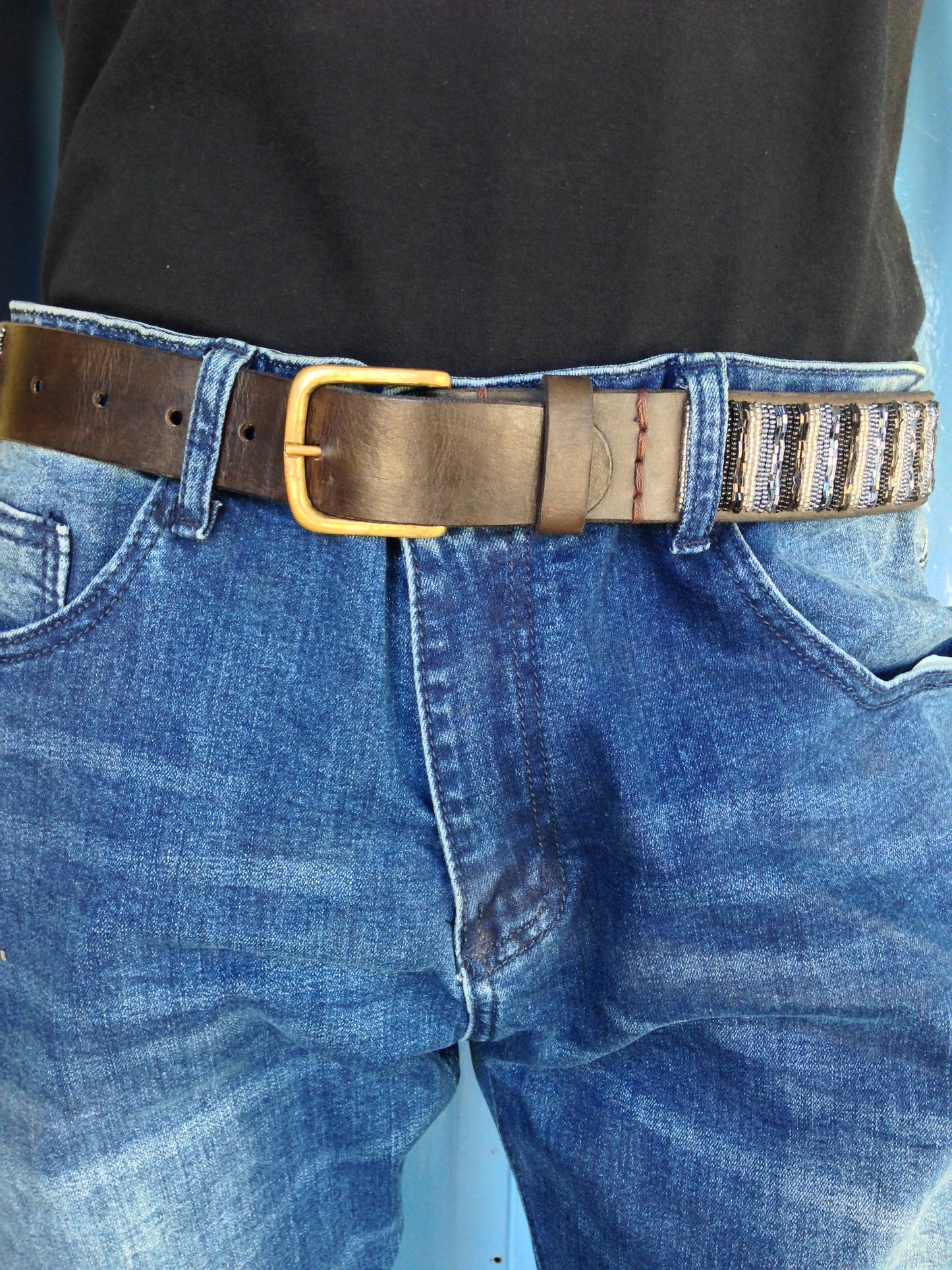 Handcrafted Maasai Belt - Neutral Colored Stripes