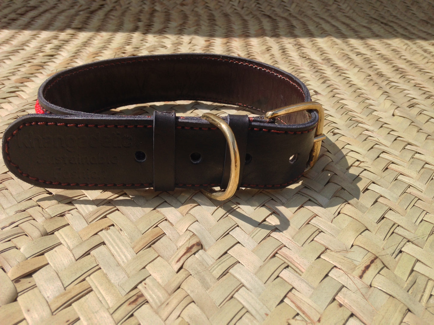 Handcrafted Maasai Dog Collar - Red Blue Stripes