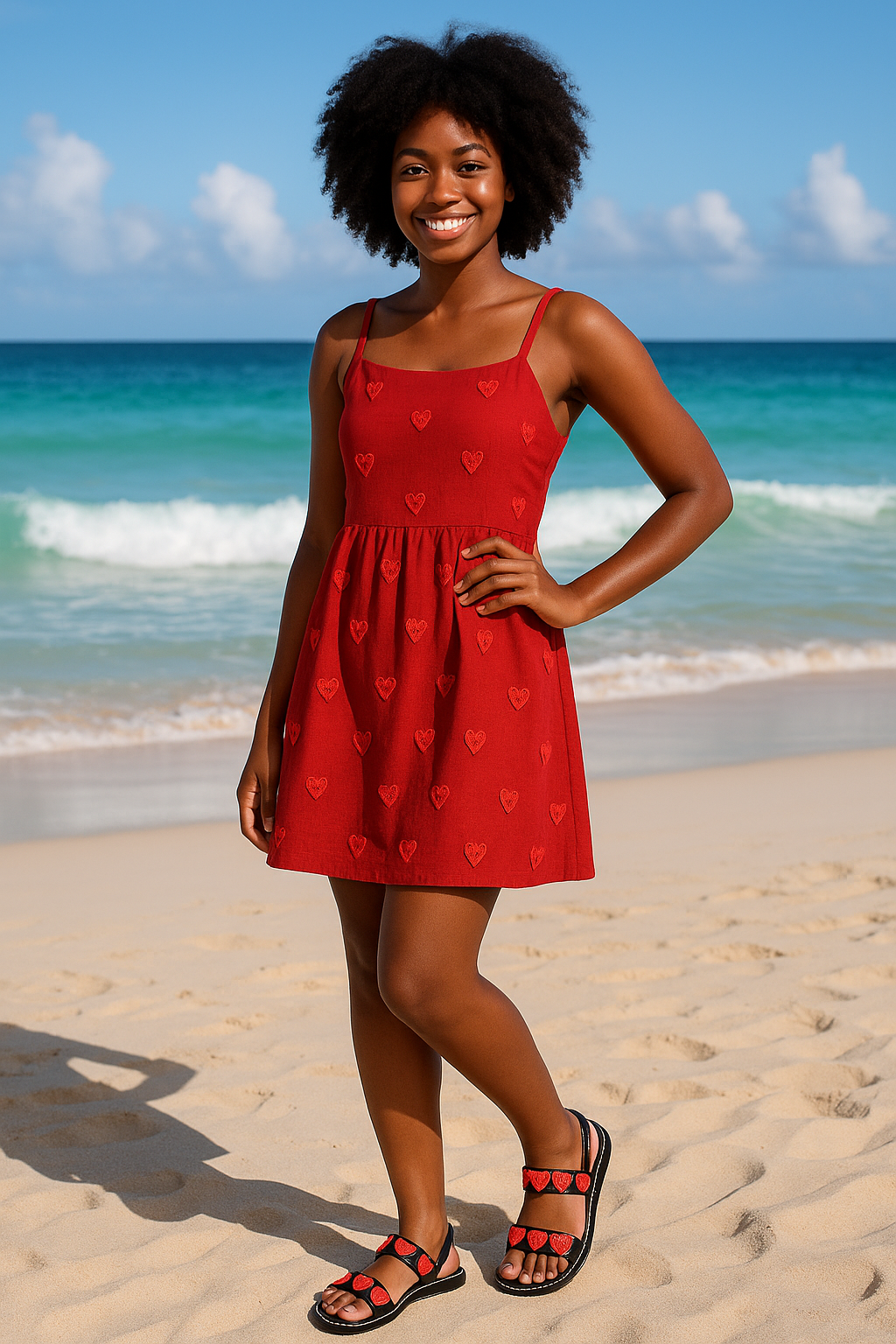 Sandals Red Hearts