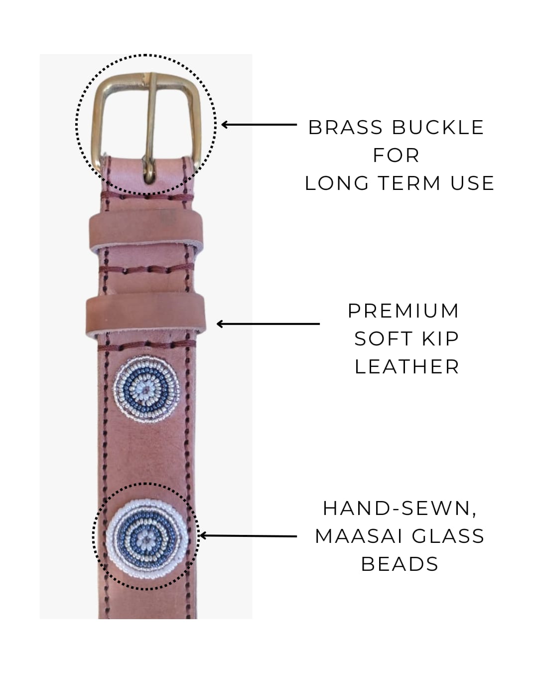 Handcrafted Maasai Belt - White Circles