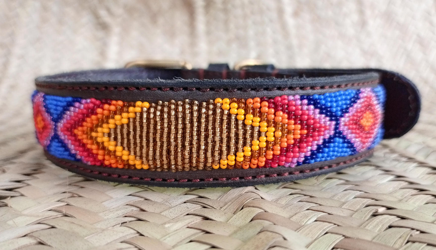Handcrafted Maasai Dog Collar - Colorful Geometric