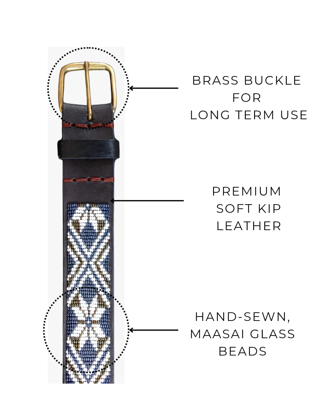 Handcrafted Maasai Belt - Black White Geometric