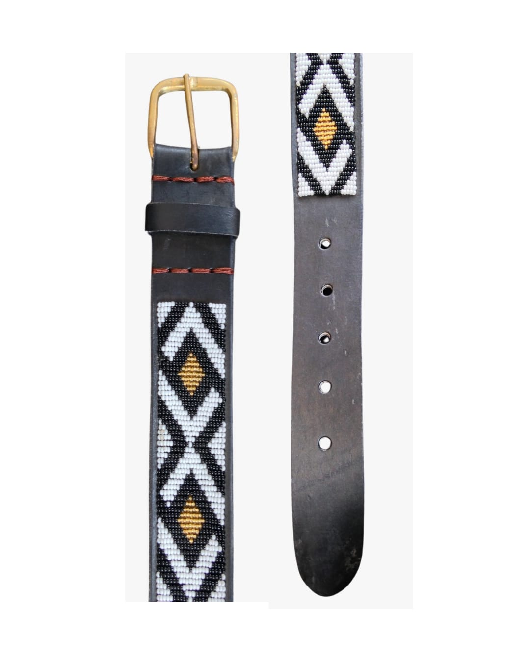 Handcrafted Maasai Belt - White & Black Geometric