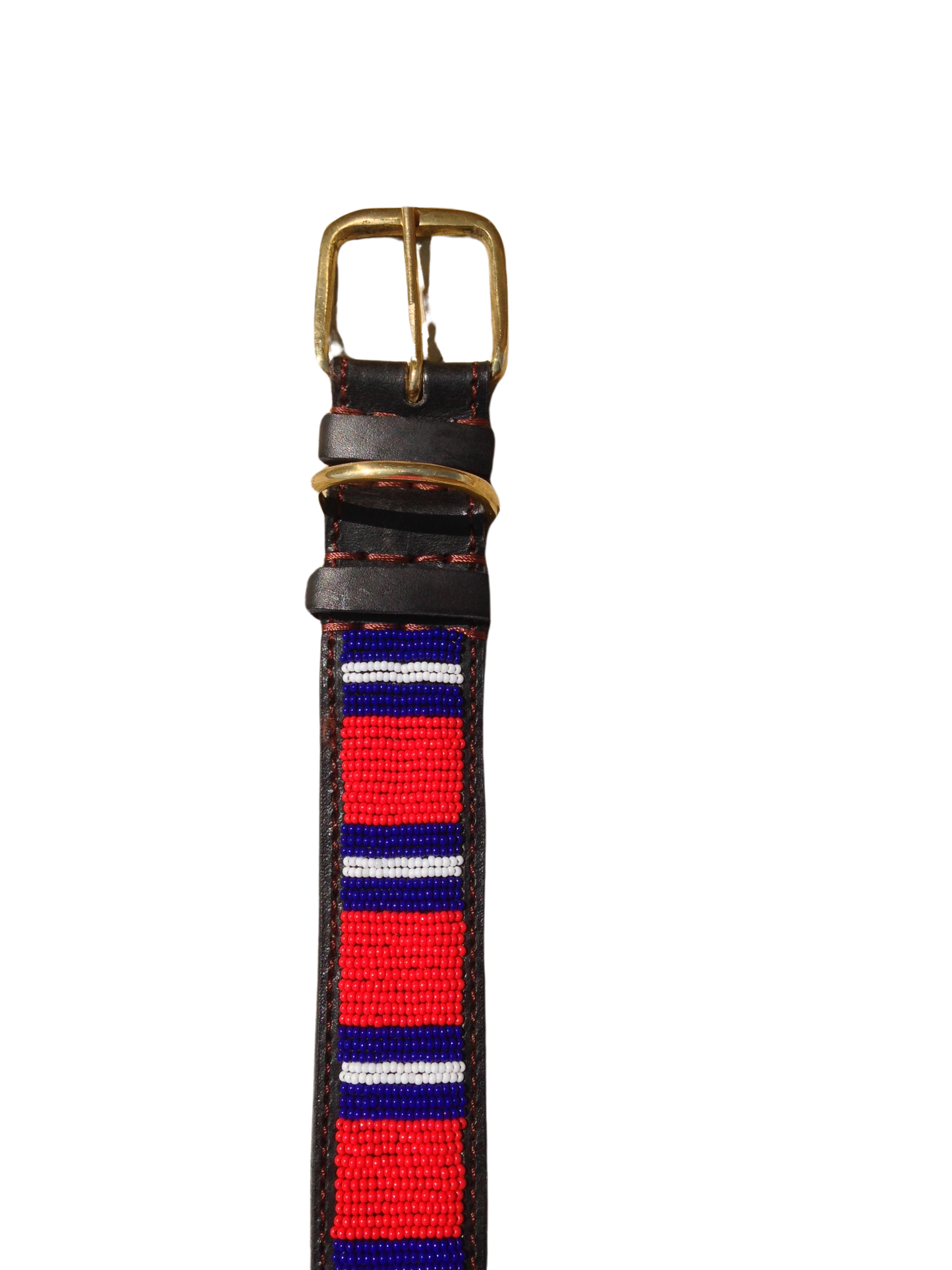 Handcrafted Maasai Dog Collar - Red Blue Stripes