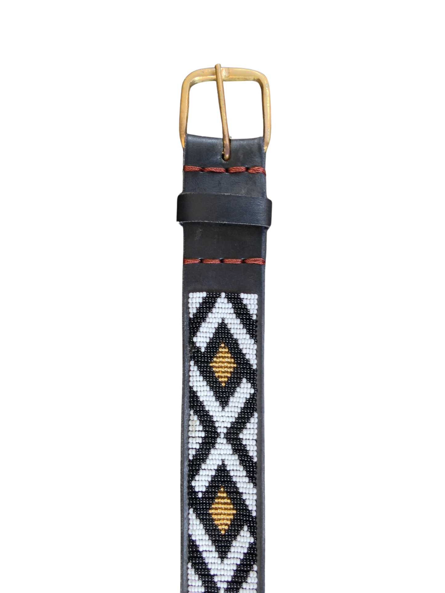 Handcrafted Maasai Belt - White & Black Geometric