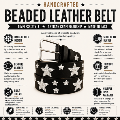 Handcrafted Maasai Belt - White Stars