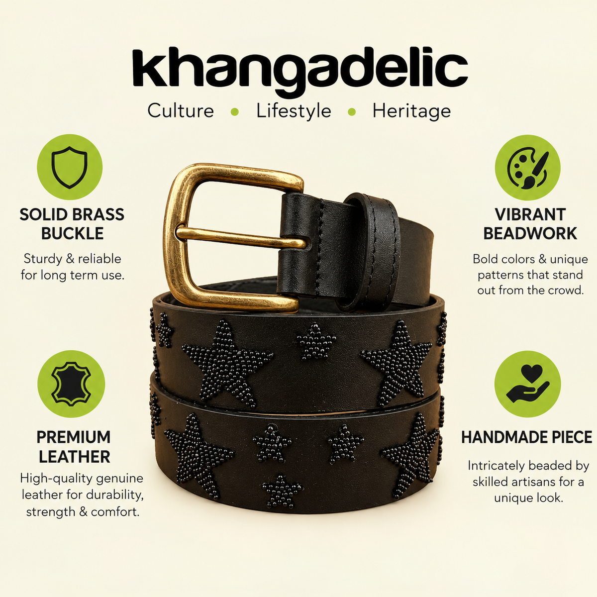 Handcrafted Maasai Belt - Black Stars