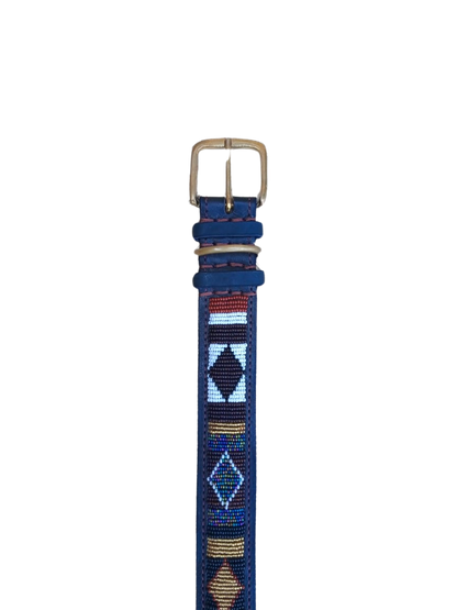 Handcrafted Maasai Dog Collar -Brown Gold Geometric