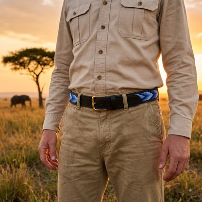 Handcrafted Maasai Belt - Blue Arrows