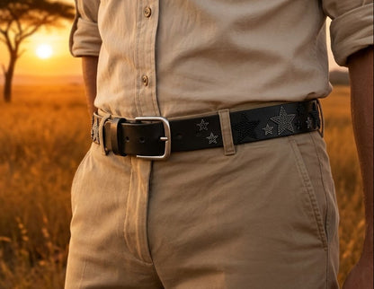 Handcrafted Maasai Belt - Black Stars