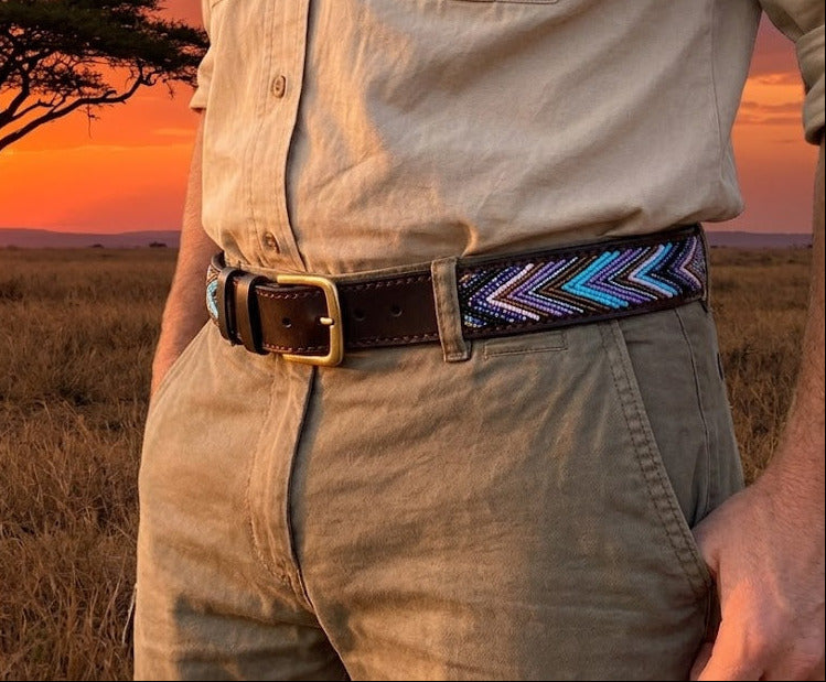 Handcrafted Maasai Belt - Blue Arrow