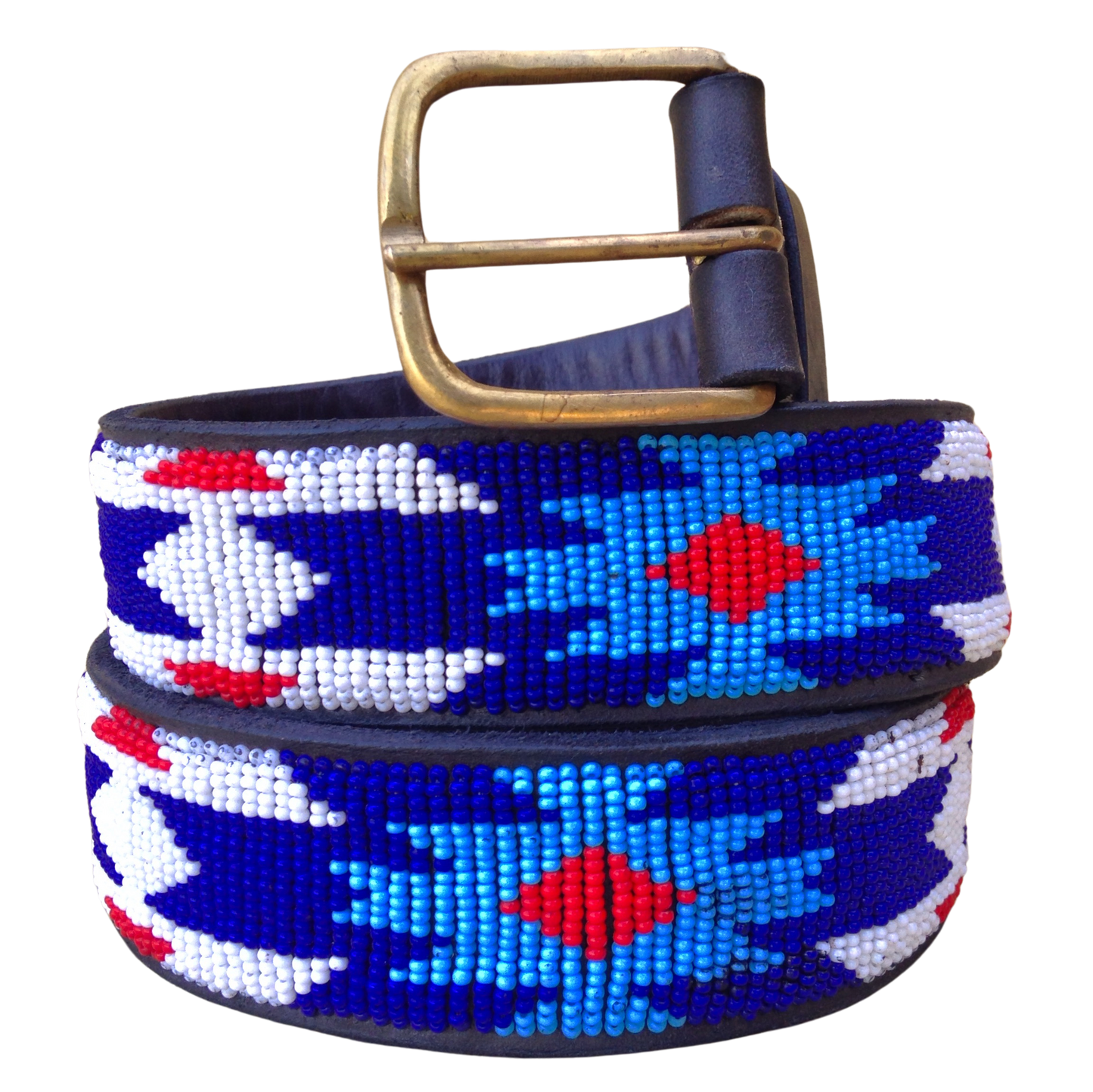 Beaded Masai Belt Handmade Leather Maasai Tribe Ethnic Made in Kenya Size 32-46