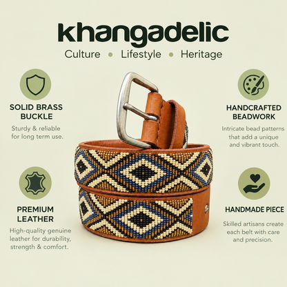 Handcrafted Maasai Belt - Brown Gold Silver