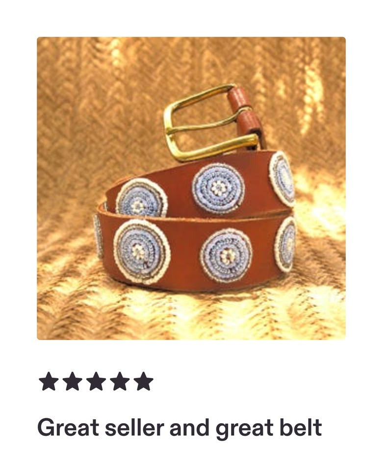 Handcrafted Maasai Belt - White Circles