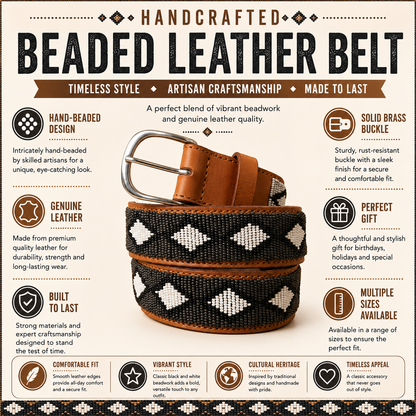 Handcrafted Maasai Belt - Charcoal Gray Geometric