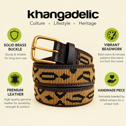 Handcrafted Maasai Belt - Gold Leopard Print
