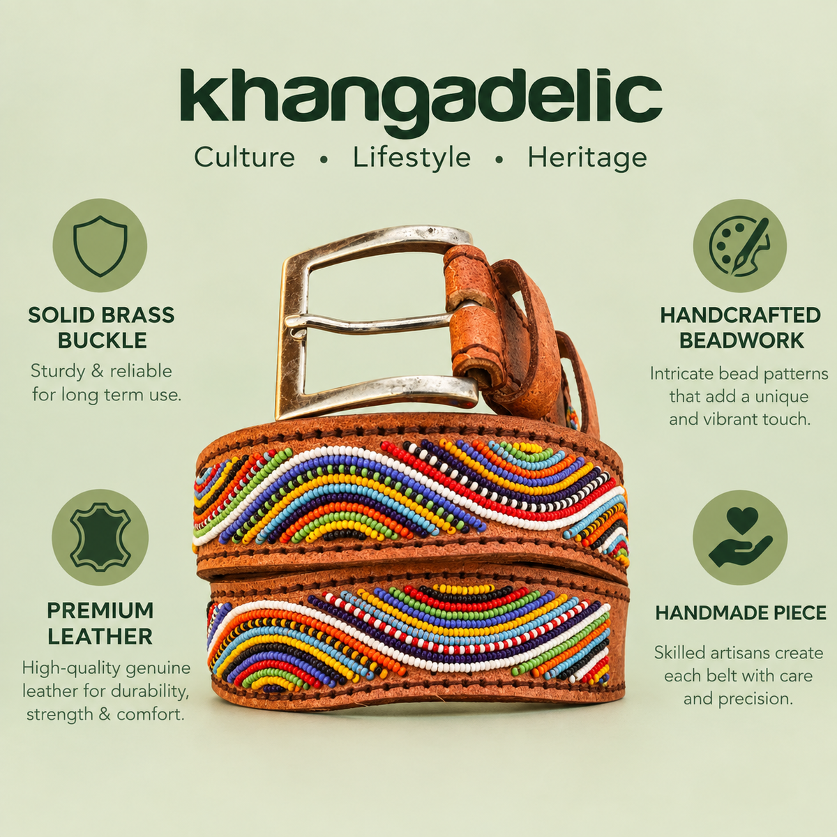 Handcrafted Maasai Belt - Multicolor Waves