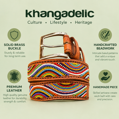 Handcrafted Maasai Belt - Multicolor Waves