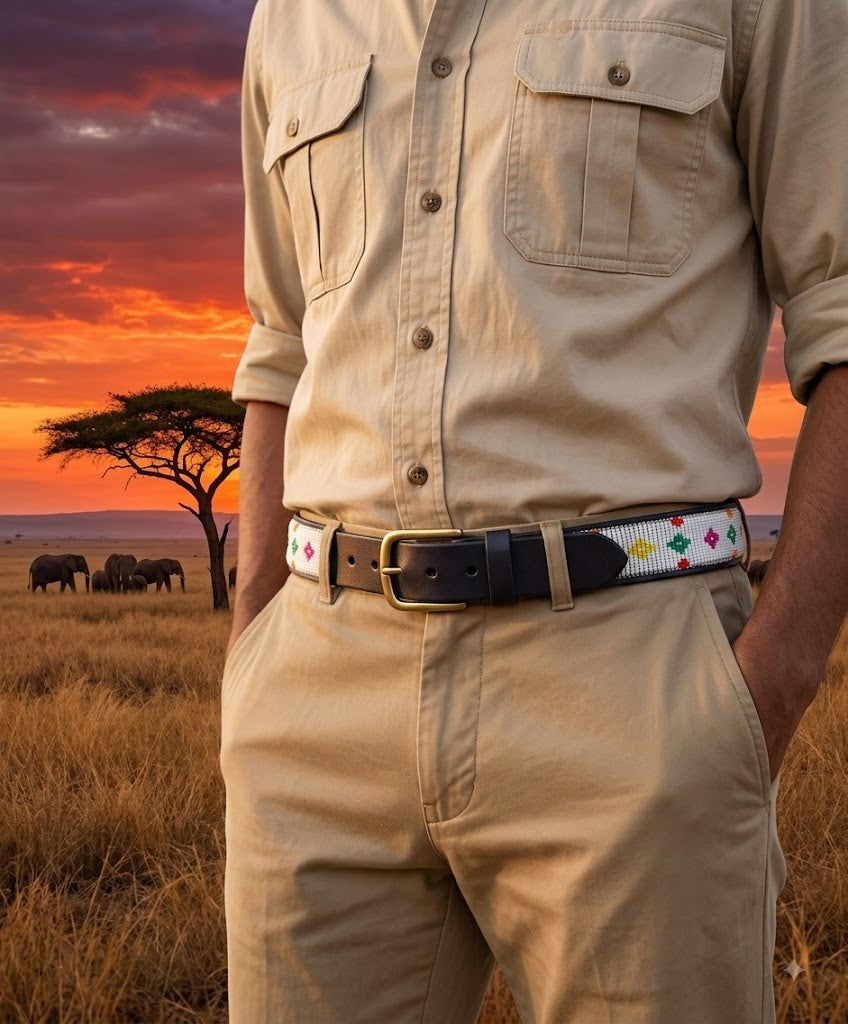Handcrafted Maasai Belt - White Luxury Belt