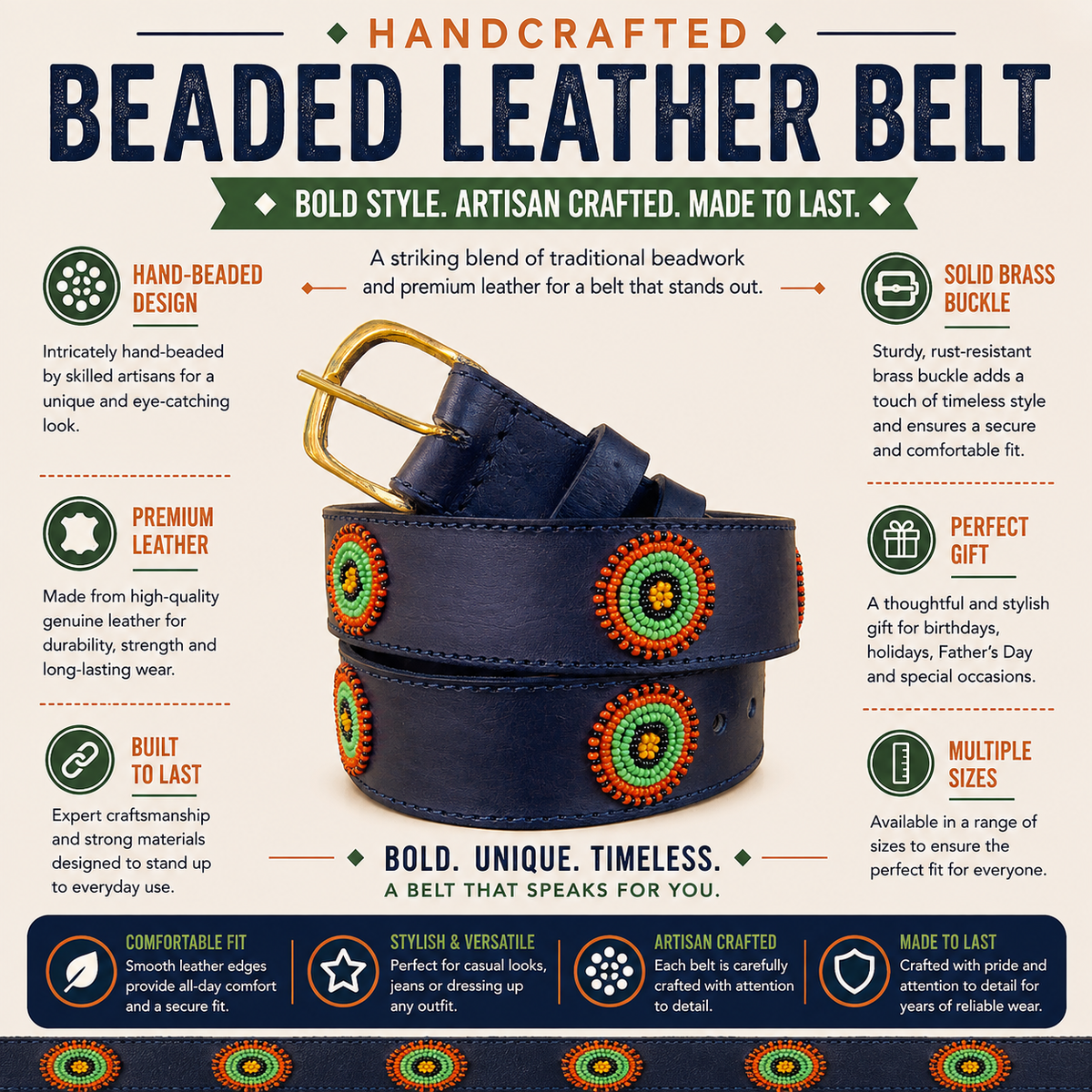 Handcrafted Maasai Belt - Colorful Circles