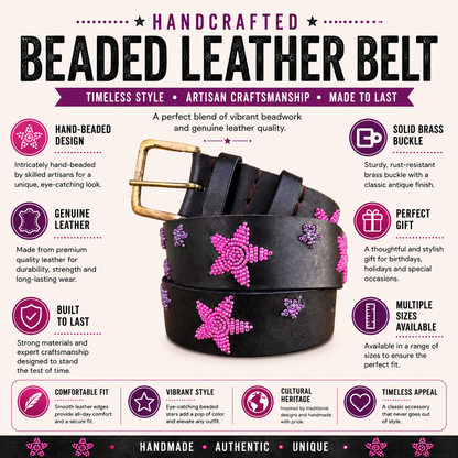 Handcrafted Maasai Belt - Pink Stars