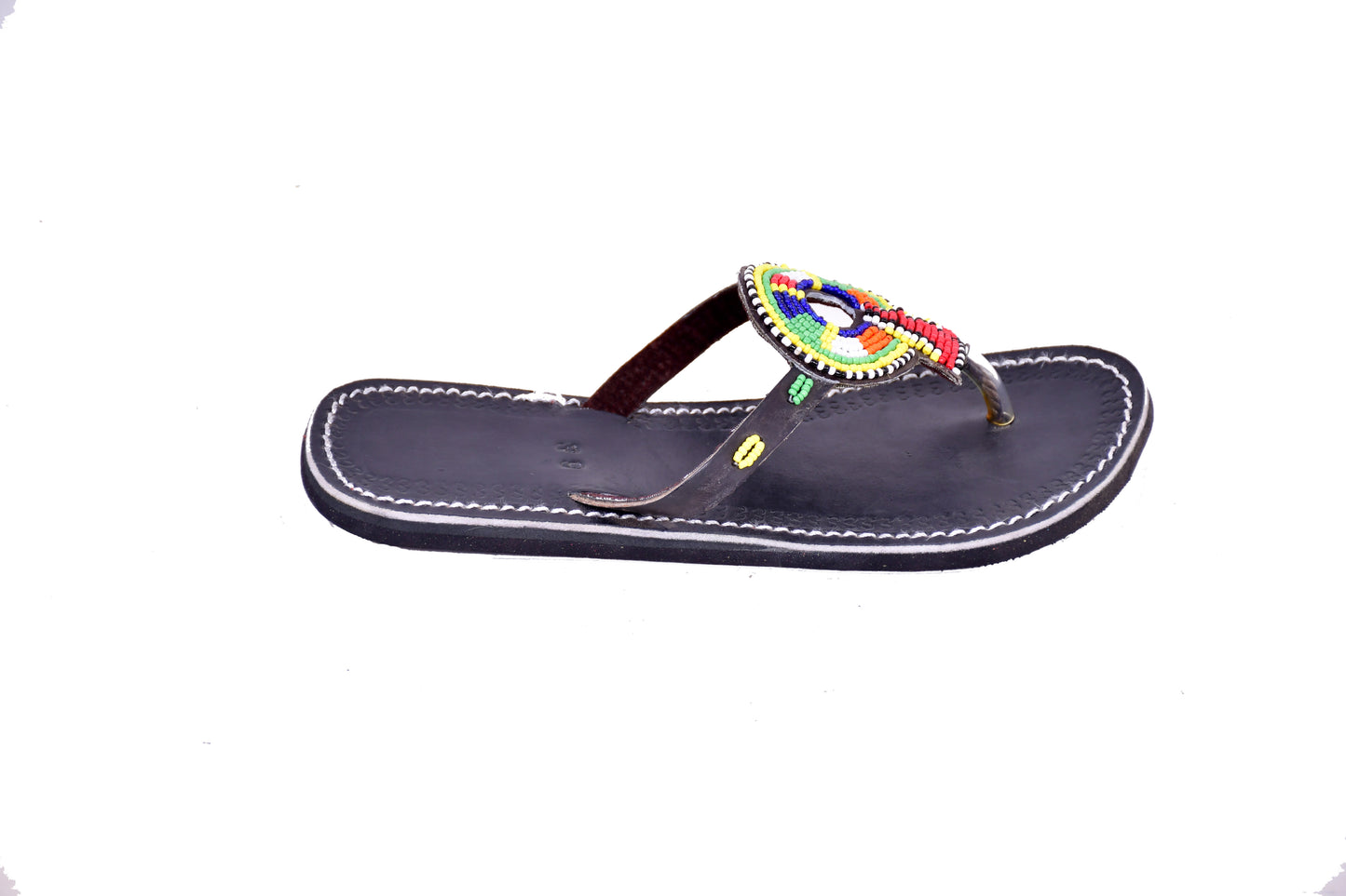 Beaded Women African Slip on Sandals Bohemian Summer Leather Masai Kenya