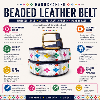 Handcrafted Maasai Belt - White Luxury Belt