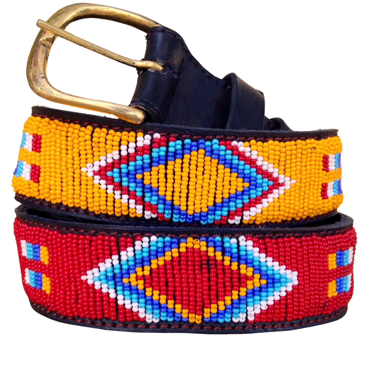 Beaded Masai Belt Handmade Leather Maasai Tribe Ethnic Made in Kenya Size 32-46