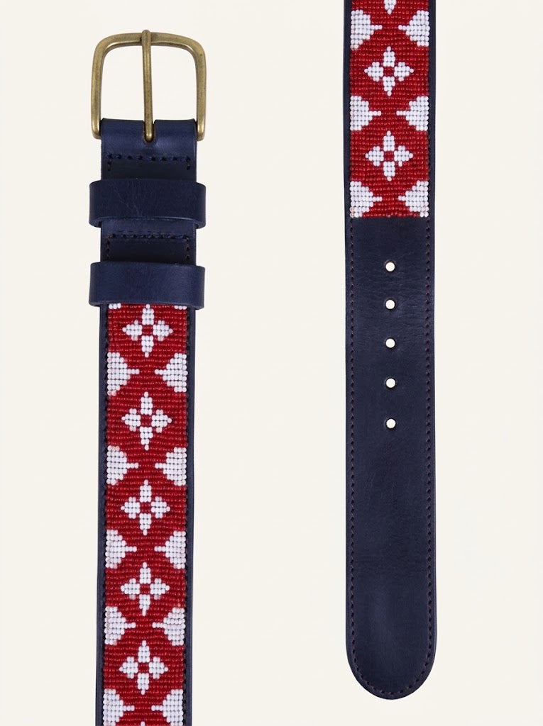 Handcrafted Maasai Belt - Burgundy Luxury