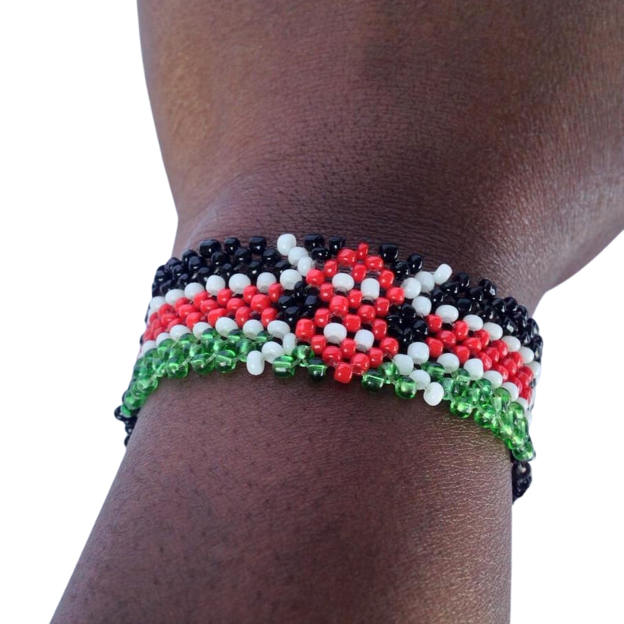 Wrist Band Bracelet Maasai Masai Beaded Kenyan Flag Kenya Text