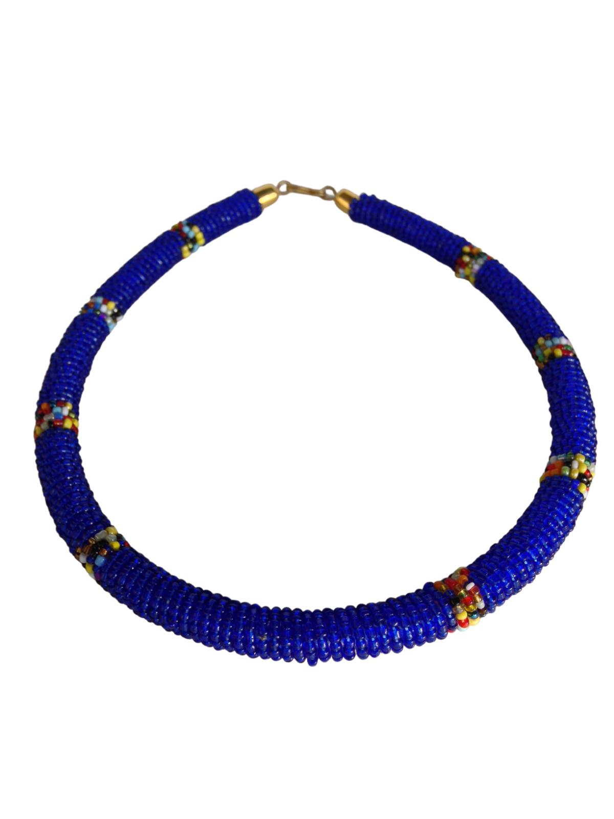 Set of Bracelet Choker Hand-Crafted Ethnic African Masai Jewelry Blue