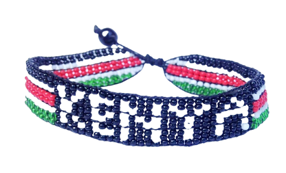 Bracelet Beaded Kenyan Flag Adjustable