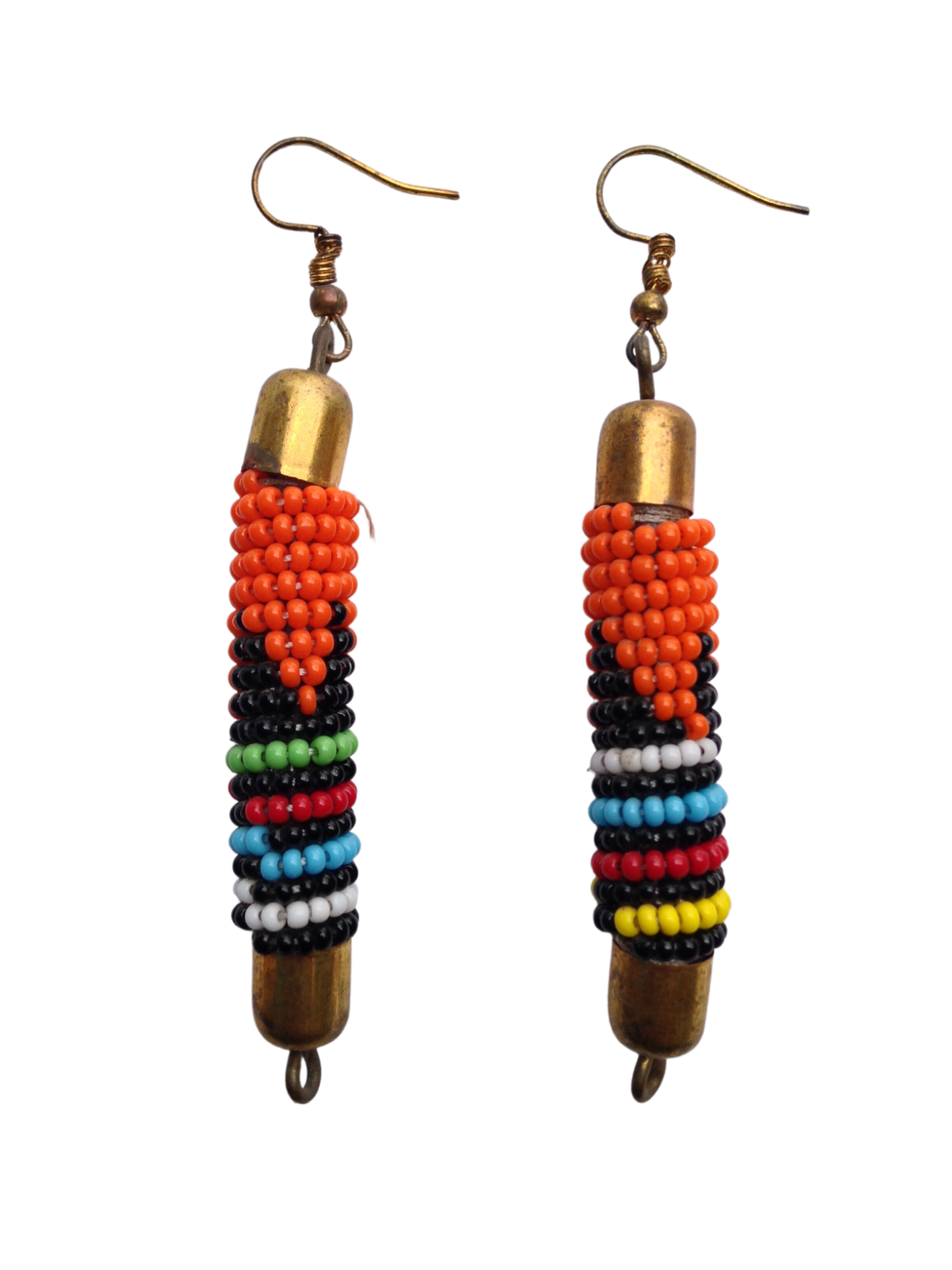 Set of 11 Earrings African Hand-Crafted Ethnic Jewelry Masai Glass Beads Orange