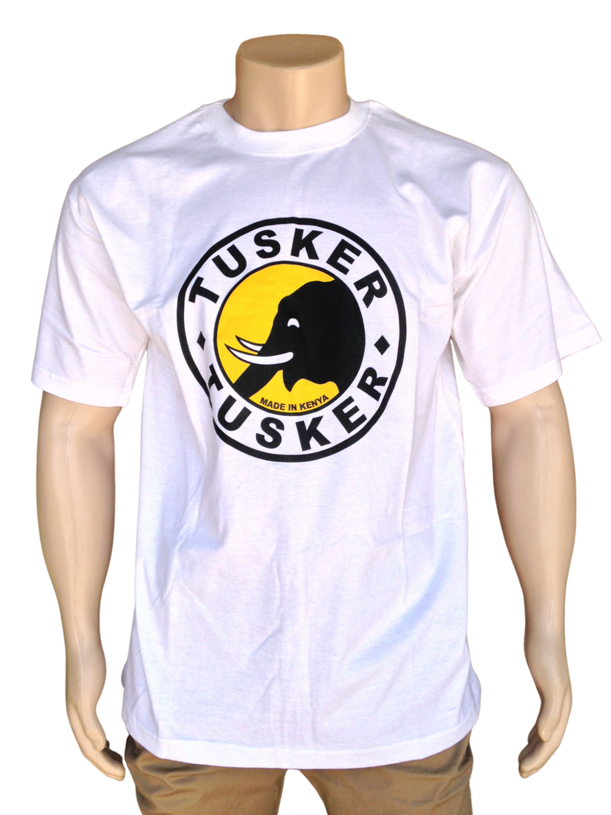 Cotton T-shirt Tusker Beer Print Comfortable Round Neck White Unisex Kenyan Made