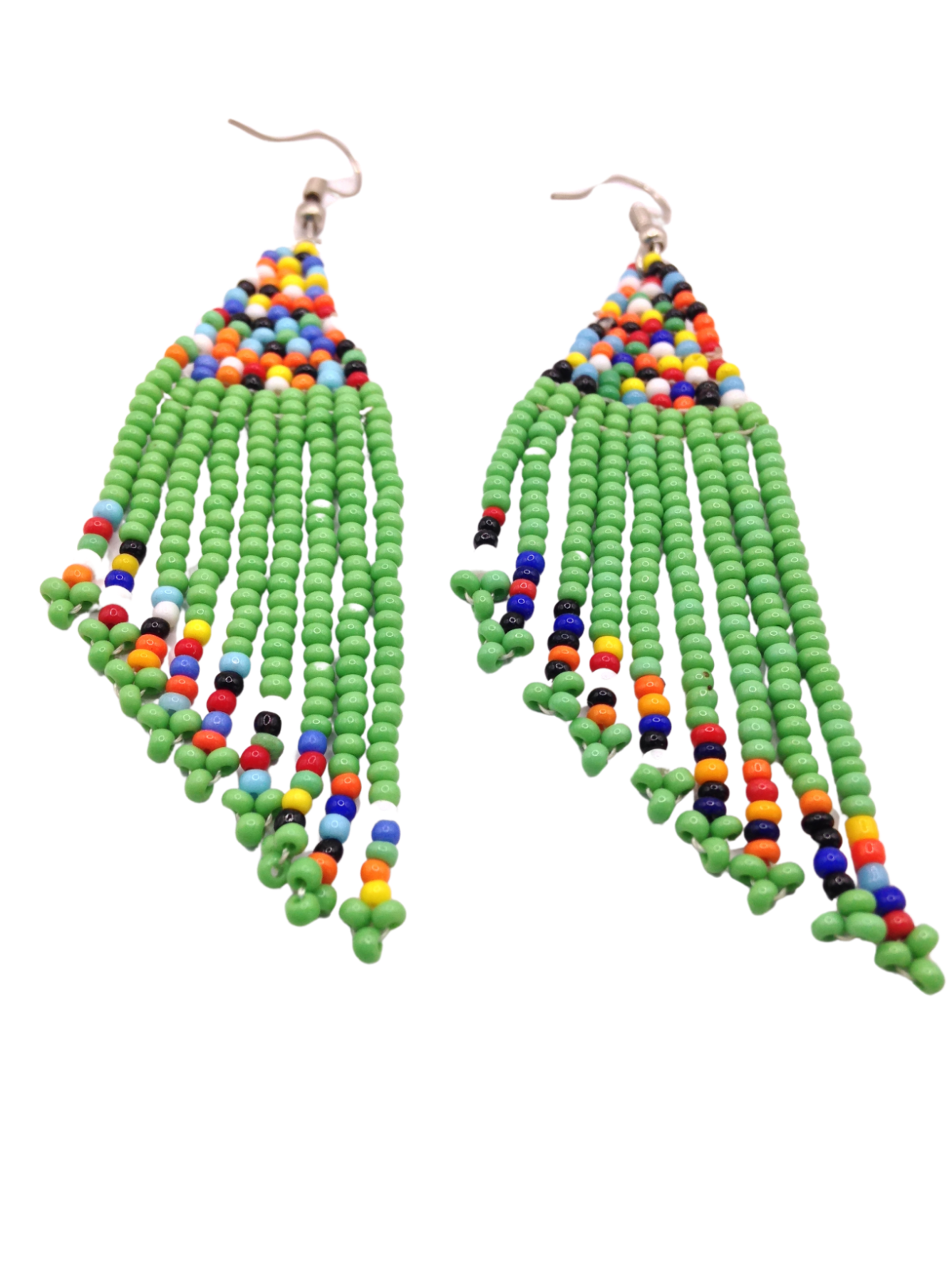 African Kenyan Hand-Crafted Ethnic Jewelry Colorful Masai Glass Beaded Earrings