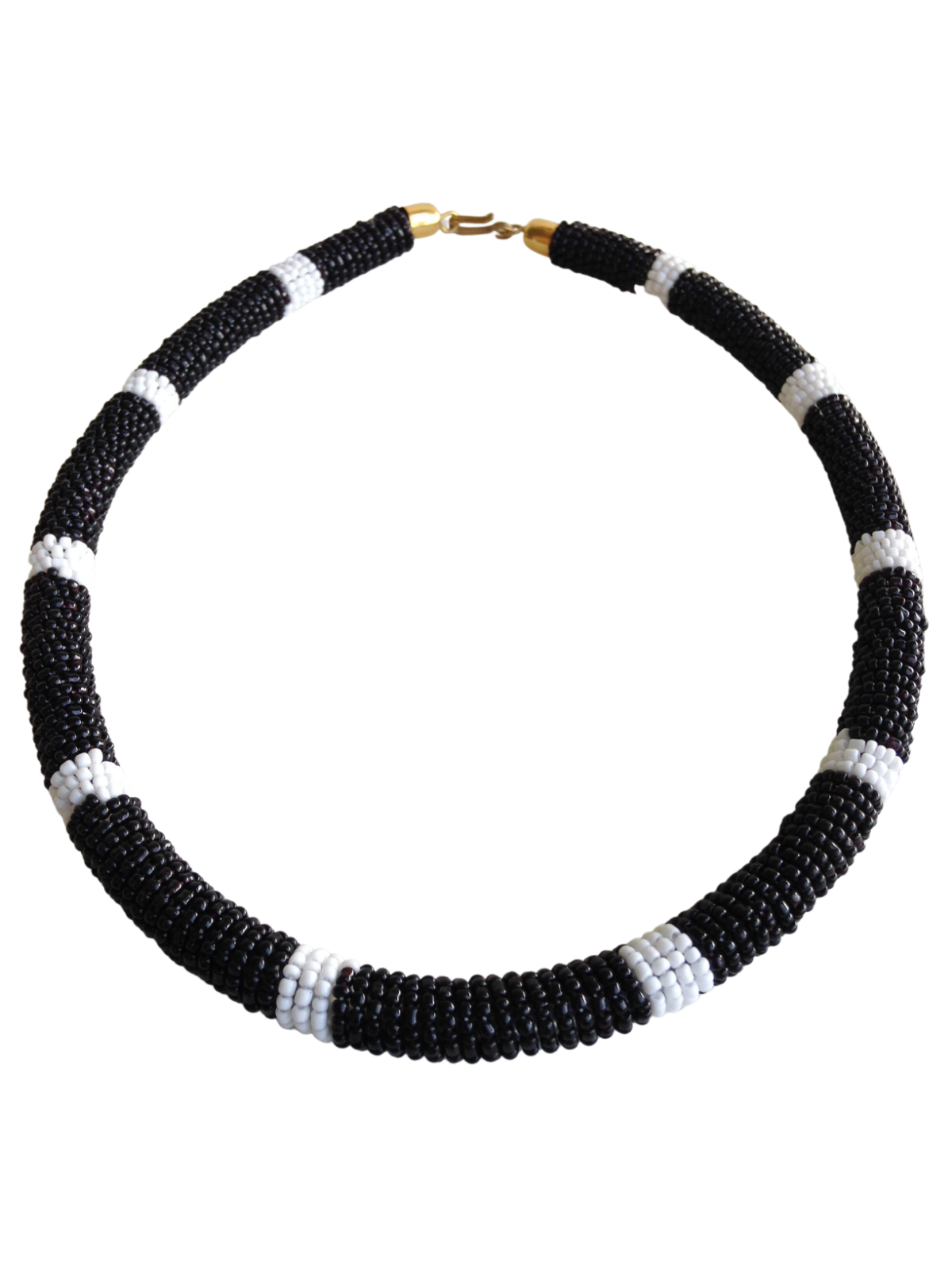 Set of Bracelet Choker Hand-Crafted Ethnic African Masai Jewelry Black/ White