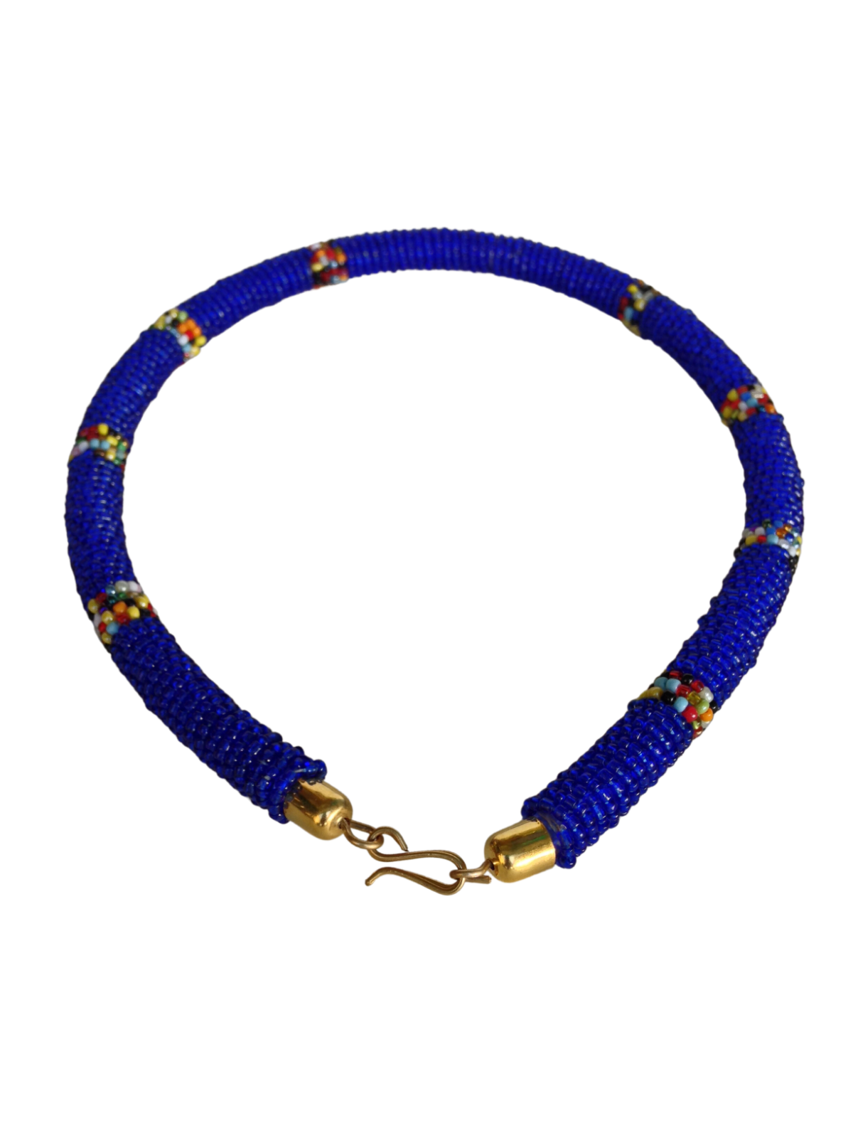 Set of Bracelet Choker Hand-Crafted Ethnic African Masai Jewelry Blue