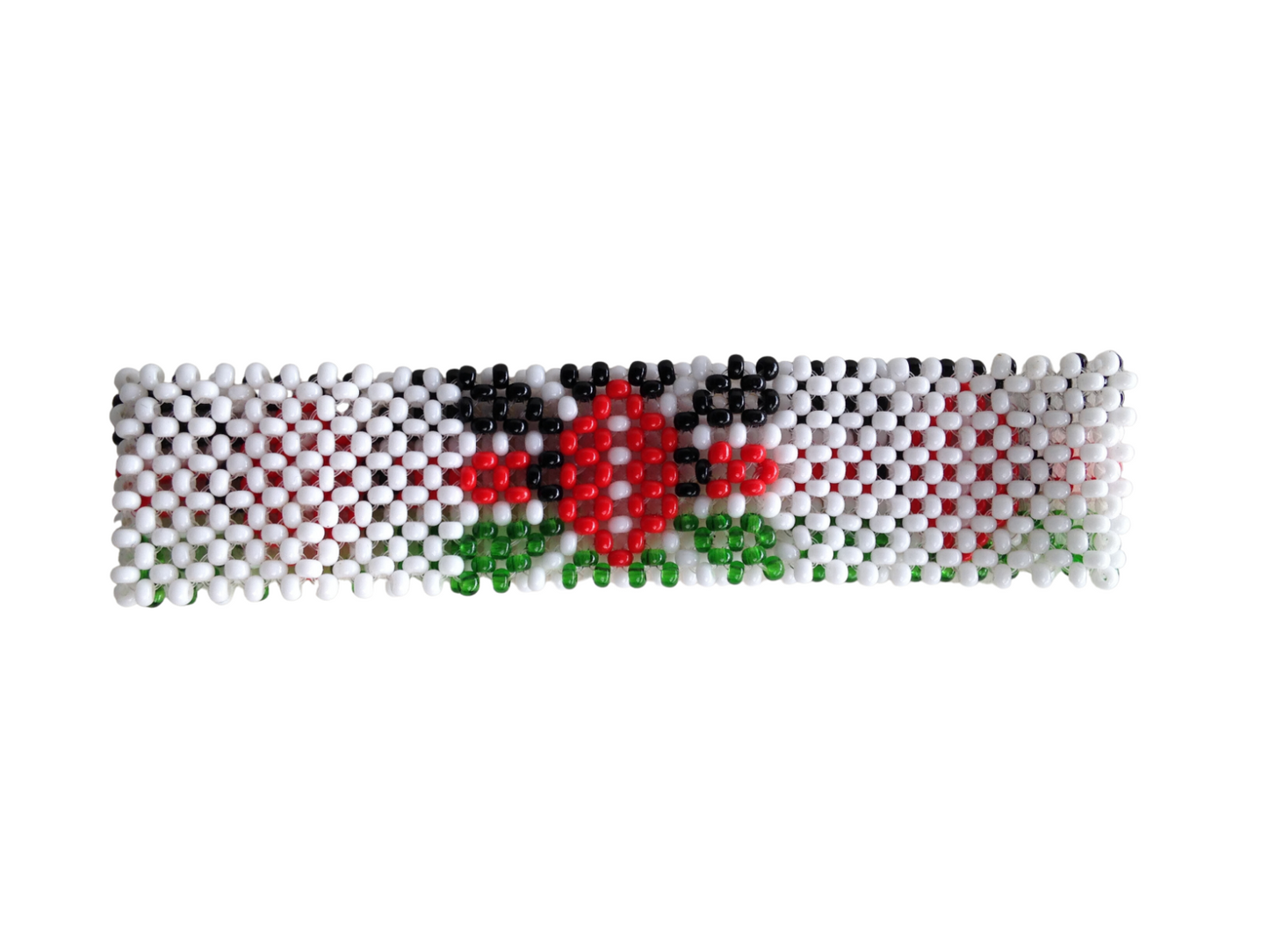 Wrist Band Bracelet Maasai Beaded Kenyan Flag African White