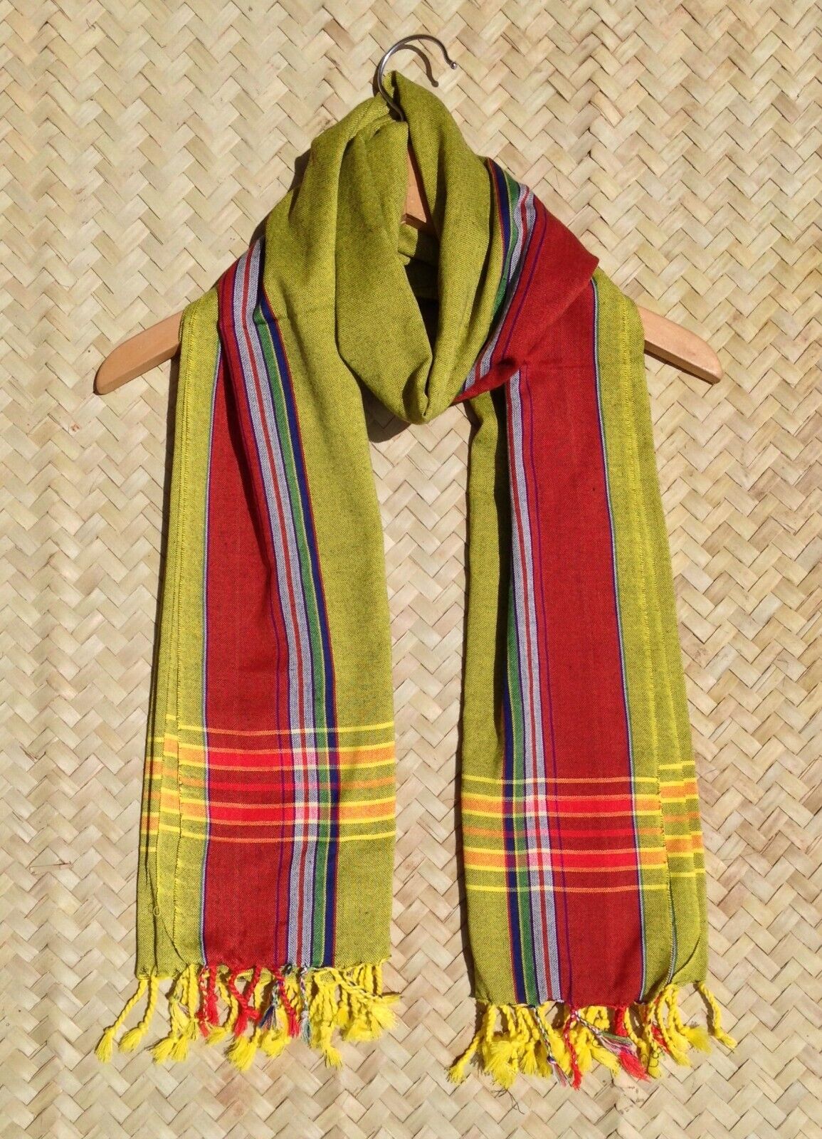 Kikoi Vibrant Gift 100% Cotton Ethnic Yellow Tassels Scarf Beach Wrap Kenya Made