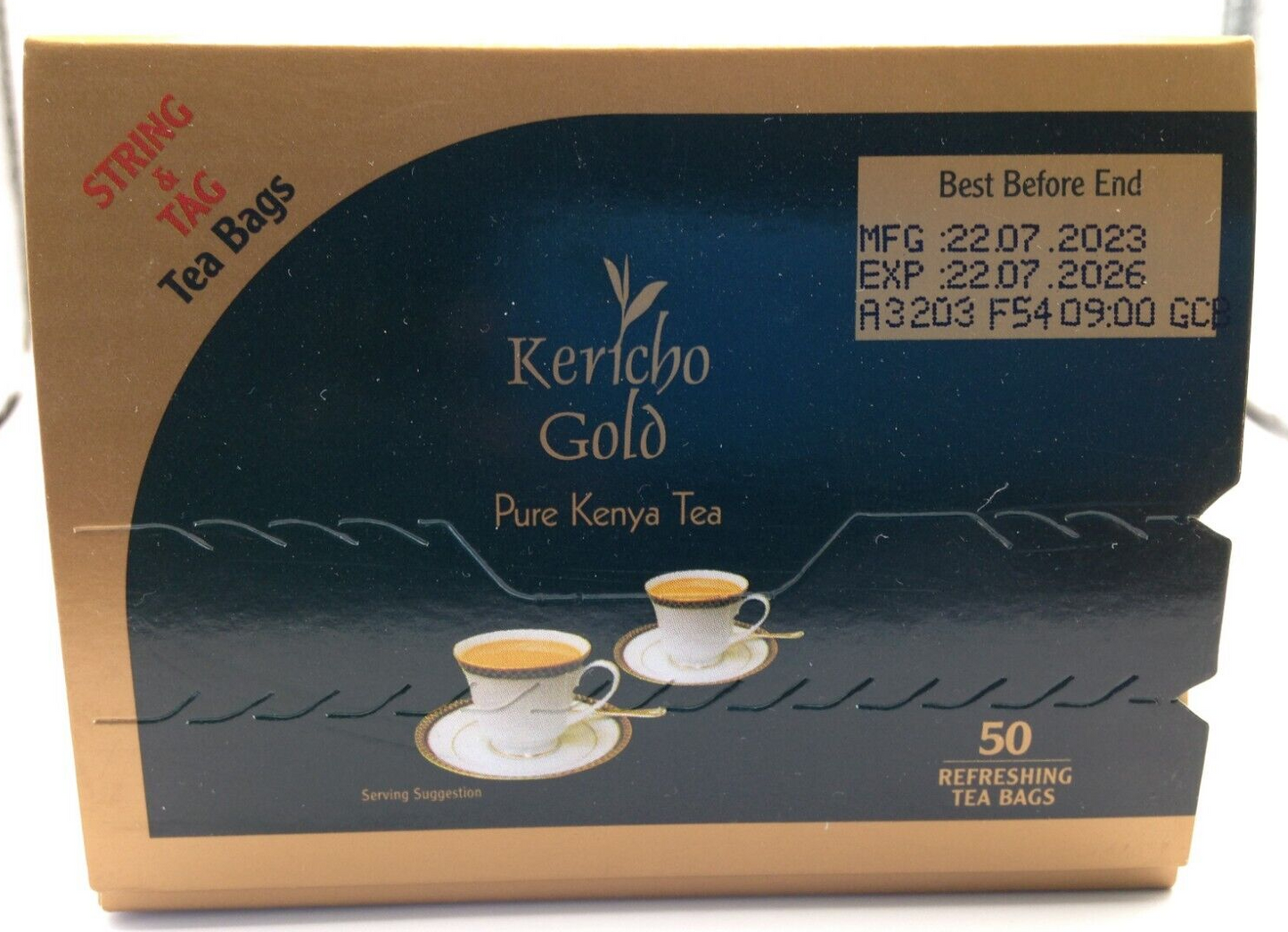 Kericho Gold Premium Black Pure Kenyan Tea Bags 50 Pieces String & Tag Fairtrade