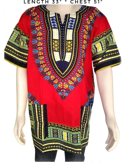 Dashiki Shirt African Unisex Hippie Blouse Top Vintage Cloth Colorful One Size