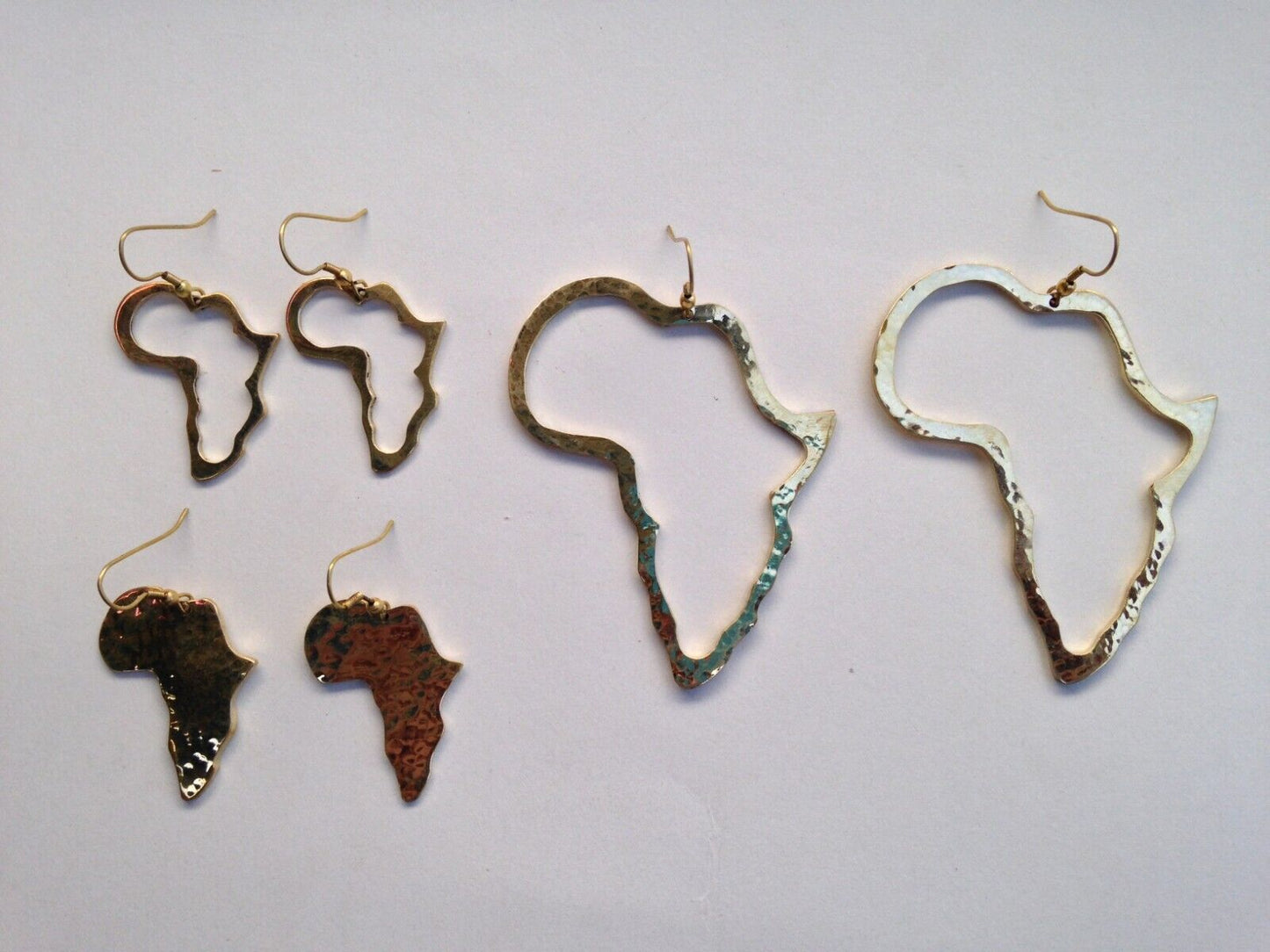 Set of 3 Earrings African Hand-Crafted Ethnic Jewelry Brass Africa Made in Kenya