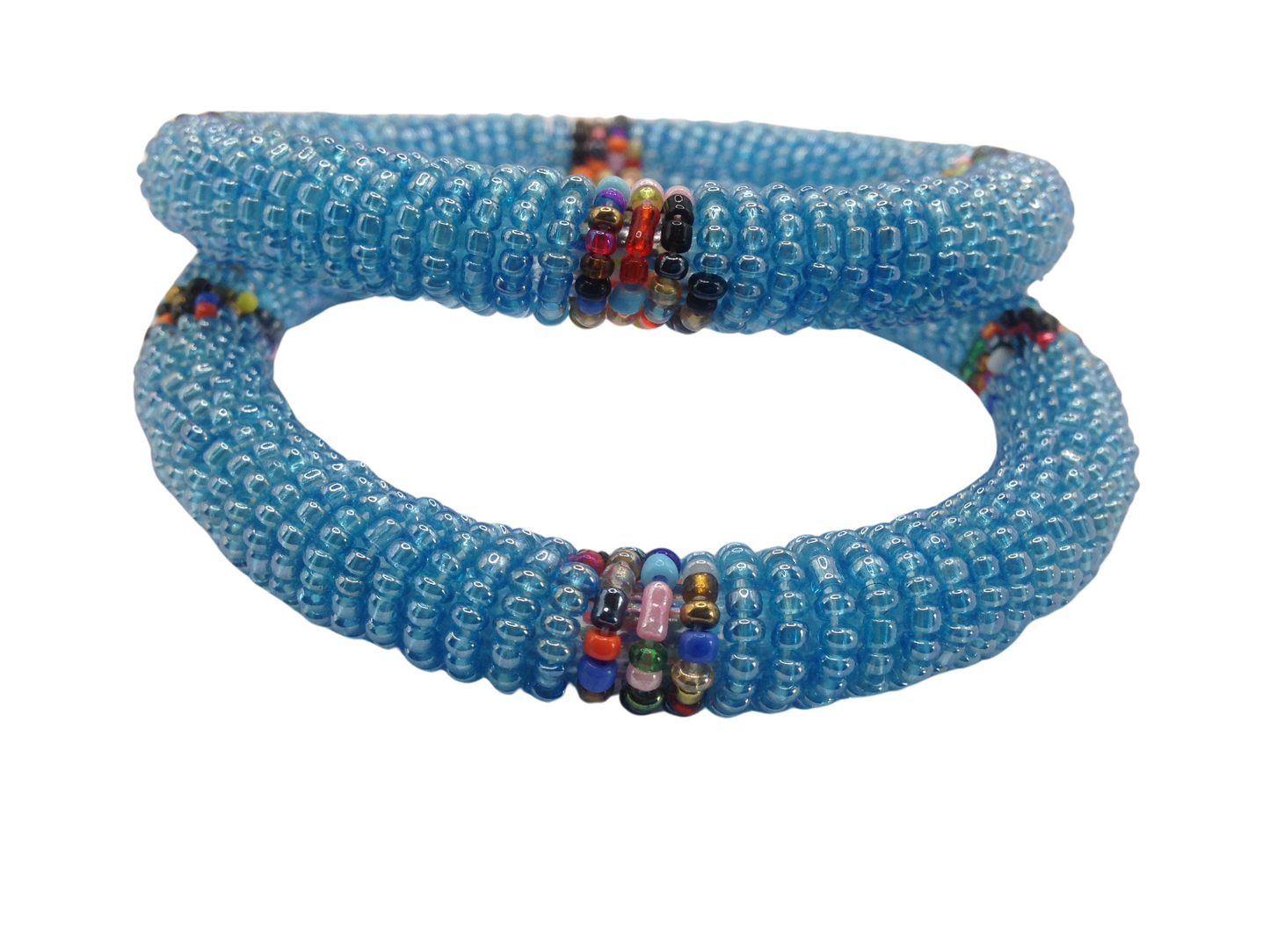 Wrist Band Bracelet Masai Beads African Unisex One size Made in Kenya  Sky Blue