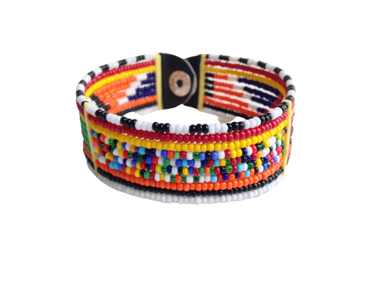 Wrist Band Bracelet Masai Beads Colorful African Unisex One Size Made in Kenya